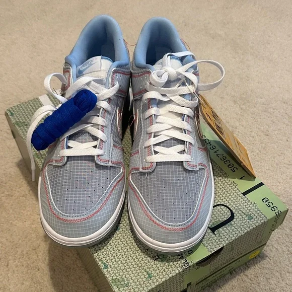 Men’s Unique Blue and Orange Nike UN/LA Custom Sneakers